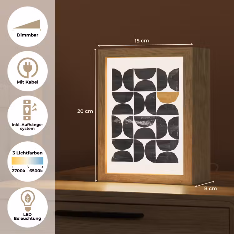 Modern - Halve cirkel - Goud - Zwart Light Box met kabel (Tafellamp) klein -USP_DE