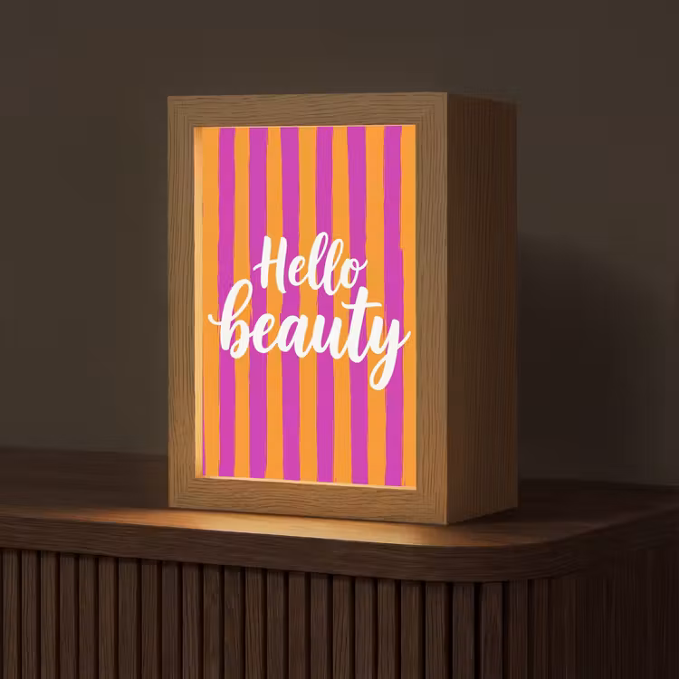 Modern - Hello - Oranje Light Box met kabel (Tafellamp) klein -z3d_website