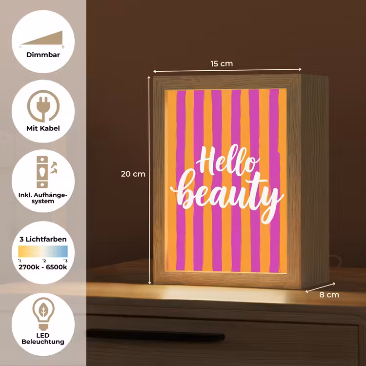 Modern - Hello - Oranje Light Box met kabel (Tafellamp) klein -USP_DE