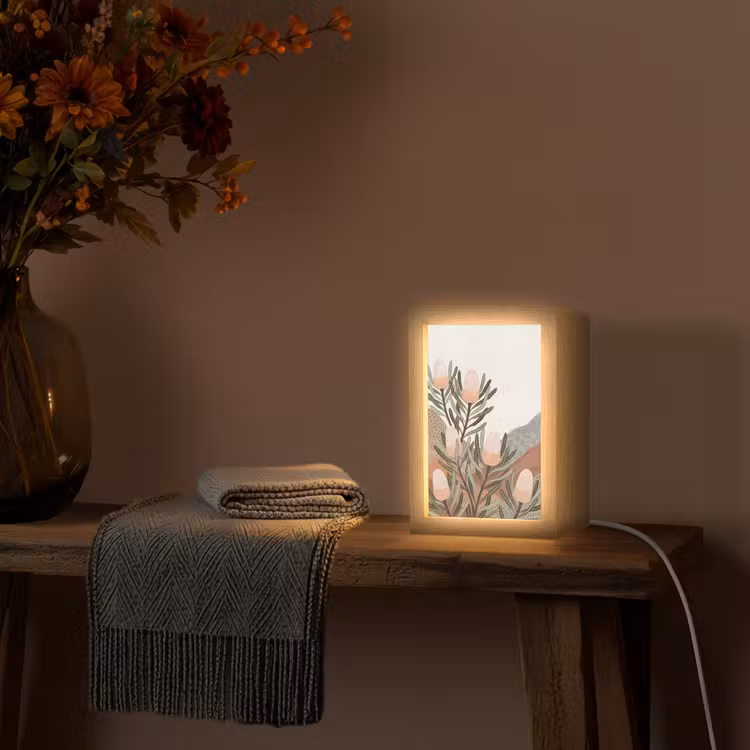 Modern - Heuvels - Terracotta Light Box met kabel (Tafellamp) klein -sfeer4