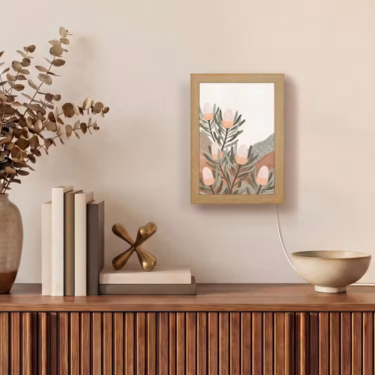 Modern - Heuvels - Terracotta Light Box met kabel (Tafellamp) klein -sfeer2