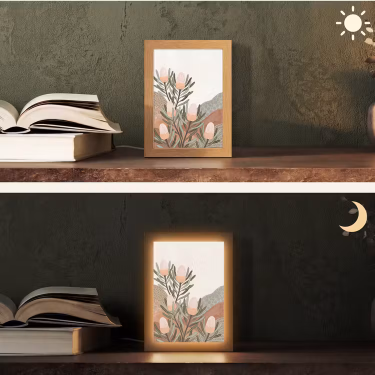 Modern - Heuvels - Terracotta Light Box met kabel (Tafellamp) klein -sfeer3