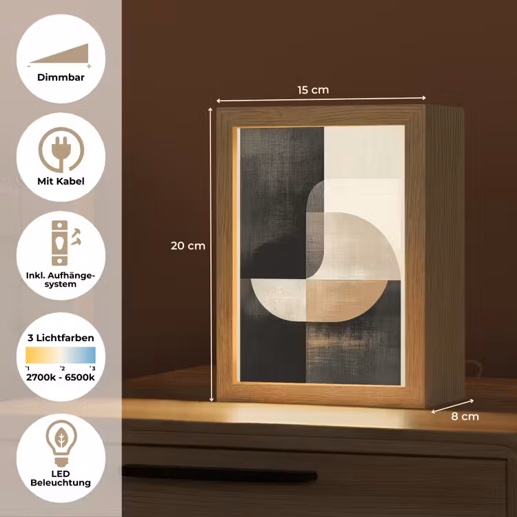 Modern - Vierkant - Vormen Light Box met kabel (Tafellamp) klein -USP_DE