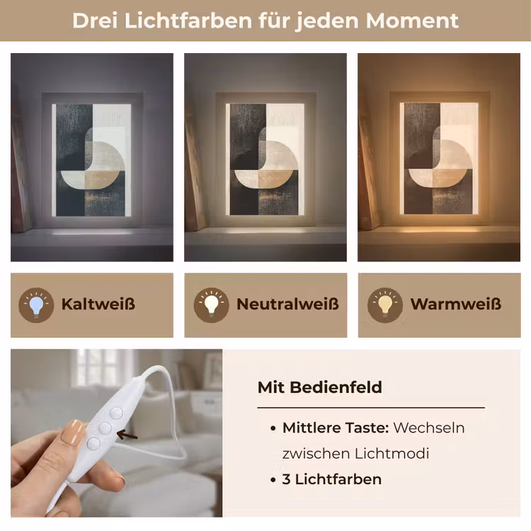 Modern - Vierkant - Vormen Light Box met kabel (Tafellamp) klein -USP_lichtkleurDE