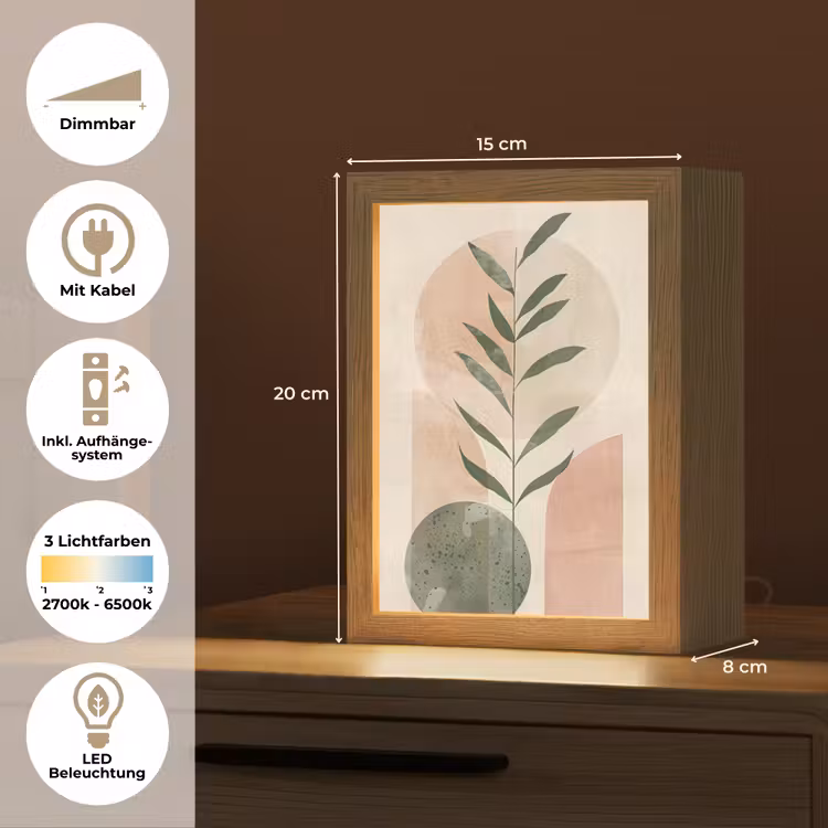Modern - Roze - Groen - Natuur - Aesthetic Light Box met kabel (Tafellamp) klein -USP_DE