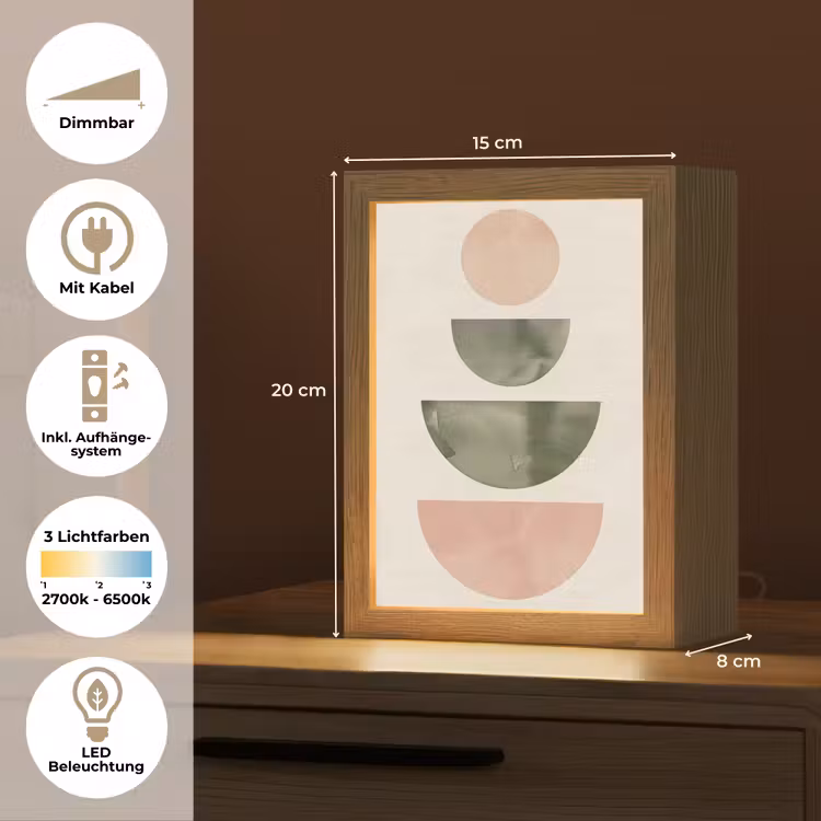 Modern - Roze - Groen - Natuur - Geometrisch - Vormen Light Box met kabel (Tafellamp) klein -USP_DE