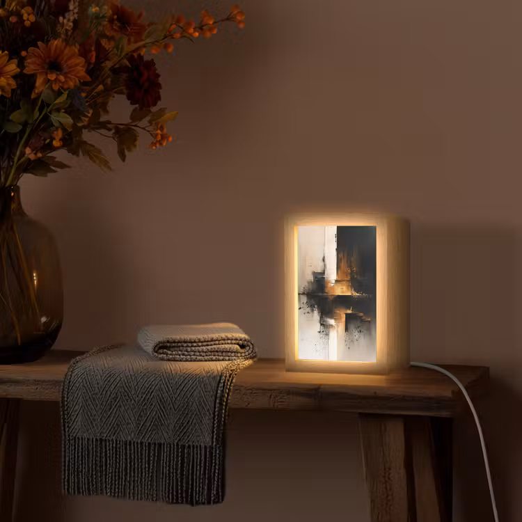 Modern - Zwart - Verf - Goud Light Box met kabel (Tafellamp) klein -sfeer4