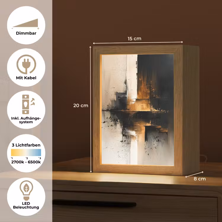 Modern - Zwart - Verf - Goud Light Box met kabel (Tafellamp) klein -USP_DE