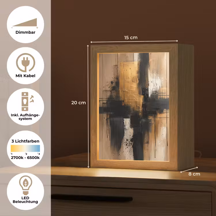 Modern - Zwart - Goud - Verf Light Box met kabel (Tafellamp) klein -USP_DE