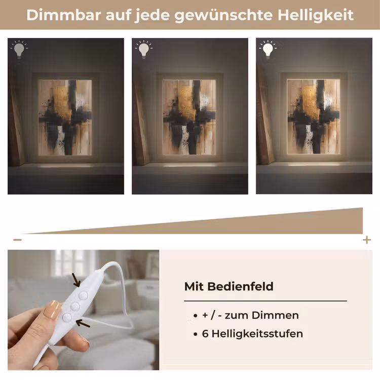 Modern - Zwart - Goud - Verf Light Box met kabel (Tafellamp) klein -USP_dimbaarDE