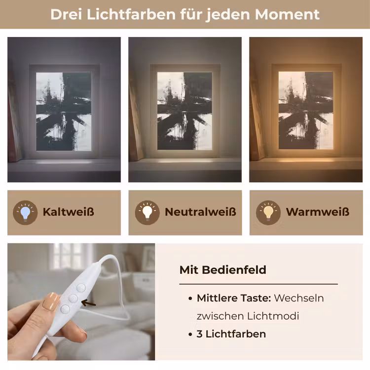 Modern - Zwart wit - Abstract - Kunst Light Box met kabel (Tafellamp) klein -USP_lichtkleurDE