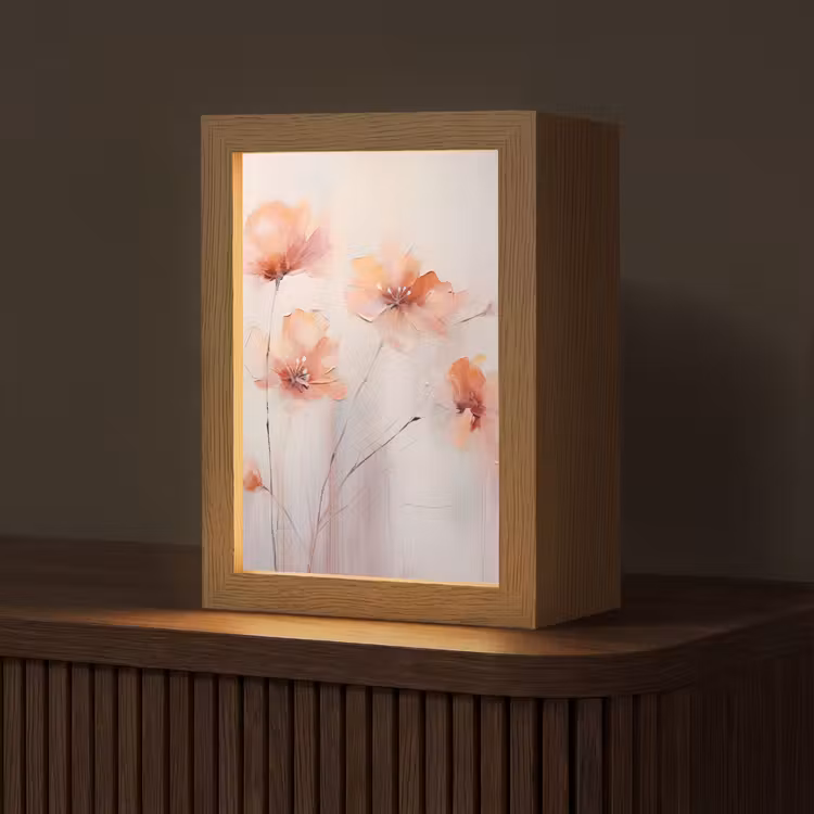 Klaproos - Bloemen - Kunst - Abstract - Watercolor Light Box met kabel (Tafellamp) klein -z3d_website
