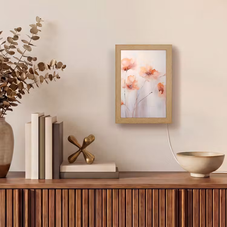 Klaproos - Bloemen - Kunst - Abstract - Watercolor Light Box met kabel (Tafellamp) klein -sfeer2