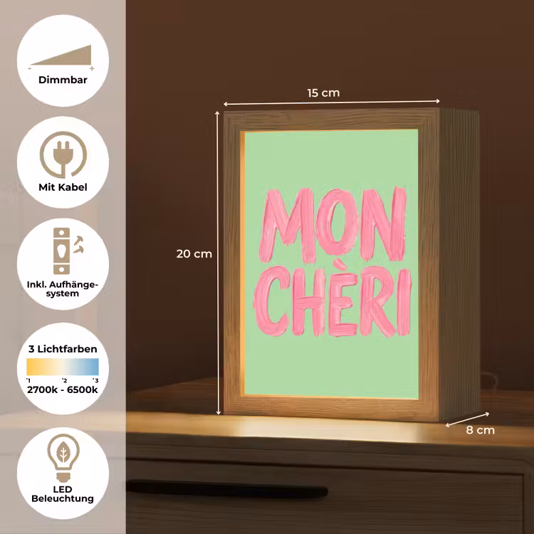 Mon cheri - Groen - Roze Light Box met kabel (Tafellamp) klein -USP_DE