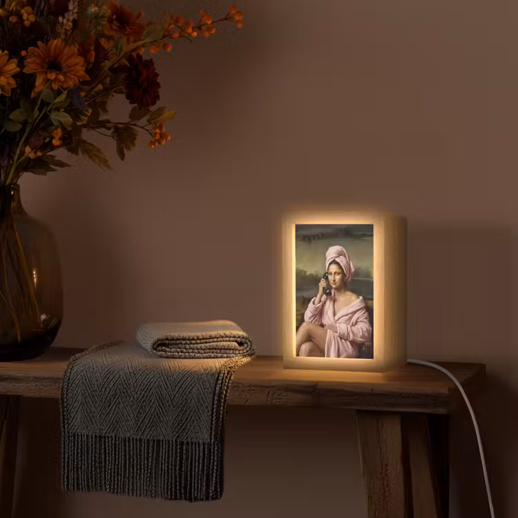 Mona - Klassiek - Roze Light Box met kabel (Tafellamp) klein -sfeer4