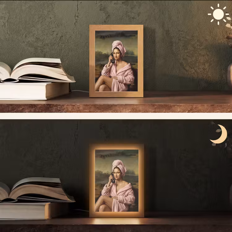 Mona - Klassiek - Roze Light Box met kabel (Tafellamp) klein -sfeer3
