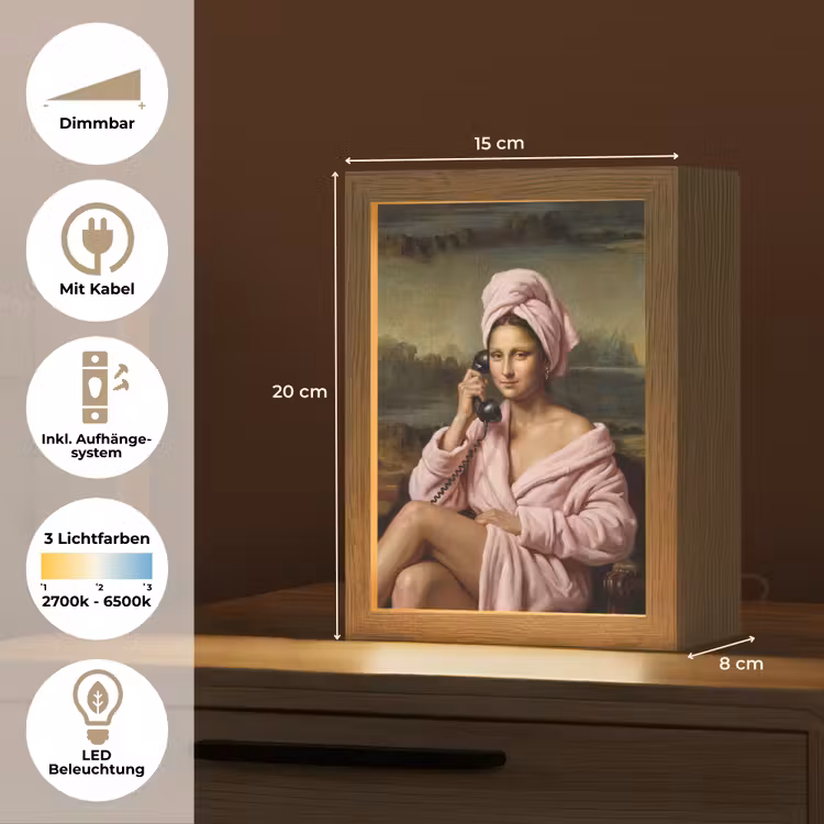 Mona - Klassiek - Roze Light Box met kabel (Tafellamp) klein -USP_DE