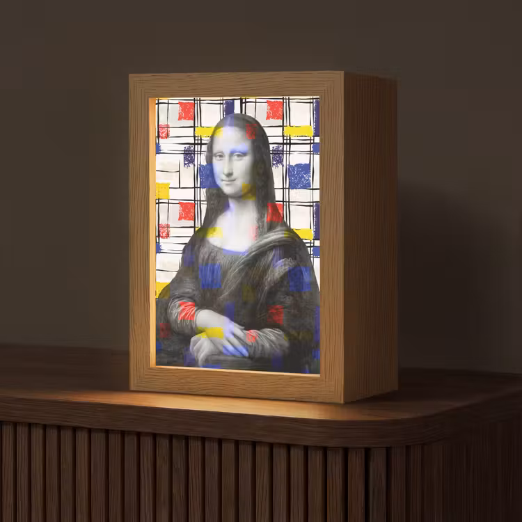 Mona Lisa - Mondriaan - Oude Meesters Light Box met kabel (Tafellamp) klein -z3d_website