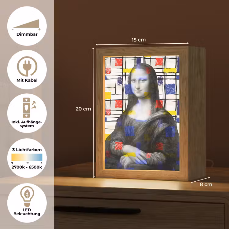 Mona Lisa - Mondriaan - Oude Meesters Light Box met kabel (Tafellamp) klein -USP_DE