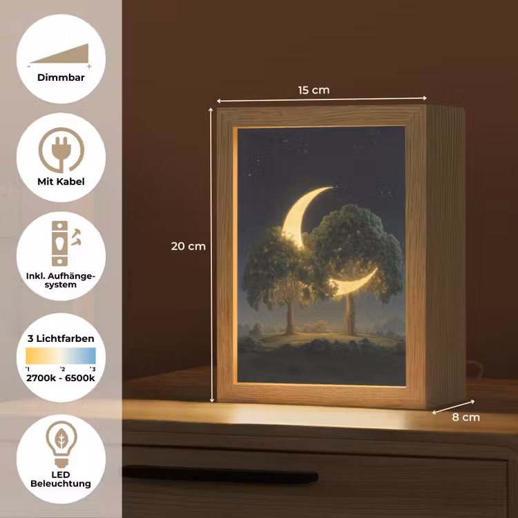 Maan - Bomen - Rust Light Box met kabel (Tafellamp) klein -USP_DE