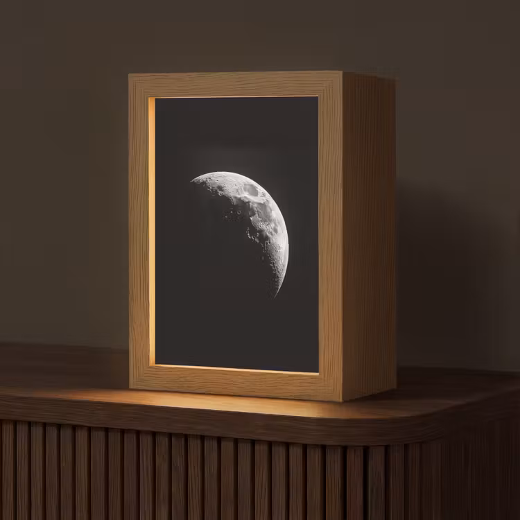 Maan - Hemel - Zwart - Schaduw Light Box met kabel (Tafellamp) klein -z3d_website