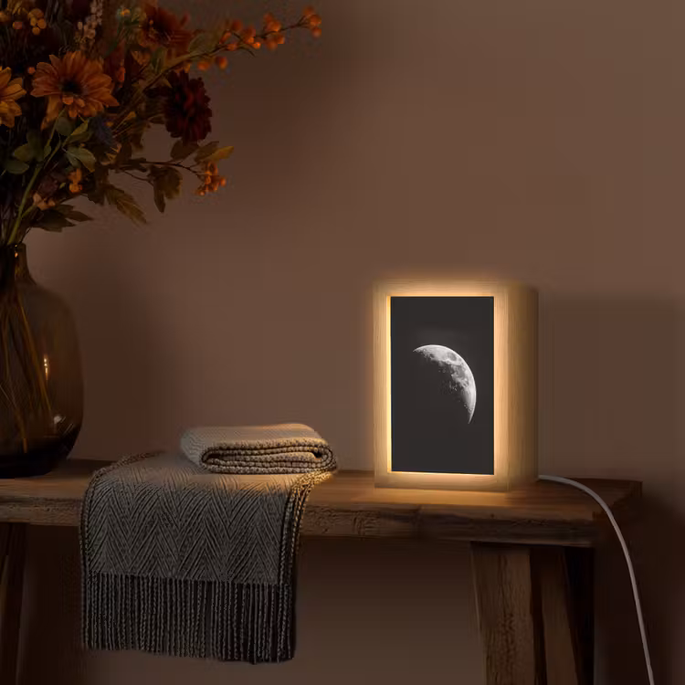 Maan - Hemel - Zwart - Schaduw Light Box met kabel (Tafellamp) klein -sfeer4
