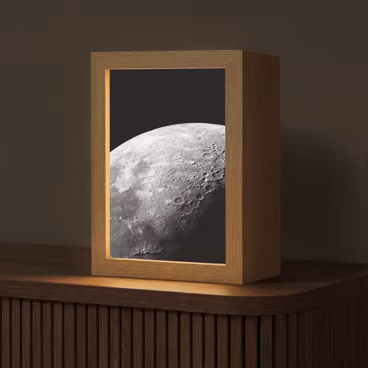 Tischlampe - Mond – Krater – Weltraum - Maan - Kraters - Ruimte Light Box met kabel (Tafellamp) klein