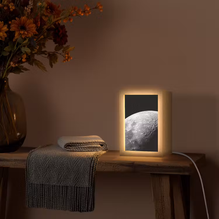 Tischlampe - Mond – Krater – Weltraum - Maan - Kraters - Ruimte Light Box met kabel (Tafellamp) klein