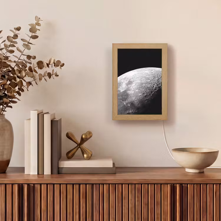 Tischlampe - Mond – Krater – Weltraum - Maan - Kraters - Ruimte Light Box met kabel (Tafellamp) klein