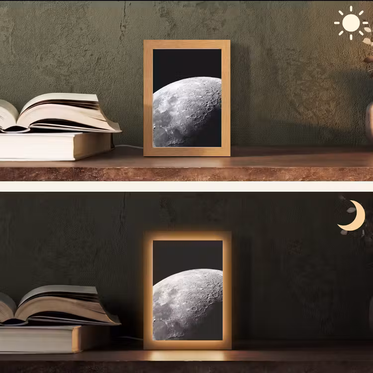 Tischlampe - Mond – Krater – Weltraum - Maan - Kraters - Ruimte Light Box met kabel (Tafellamp) klein