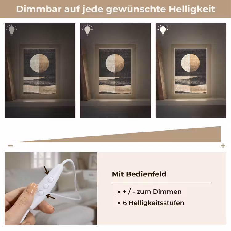 Maan - Cirkel - Goud Light Box met kabel (Tafellamp) klein -USP_dimbaarDE