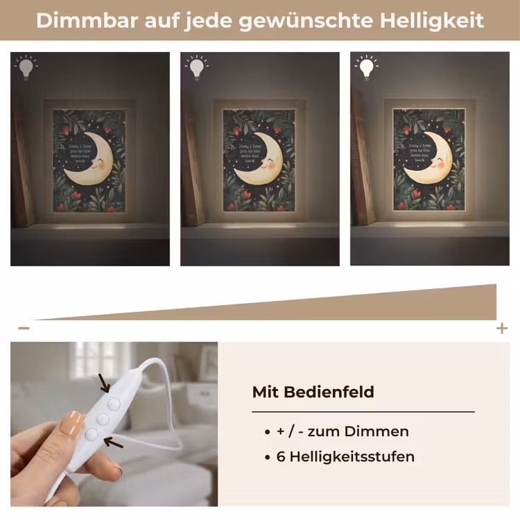 Maan - Quote - Bloemen - Sterren Light Box met kabel (Tafellamp) klein -USP_dimbaarDE