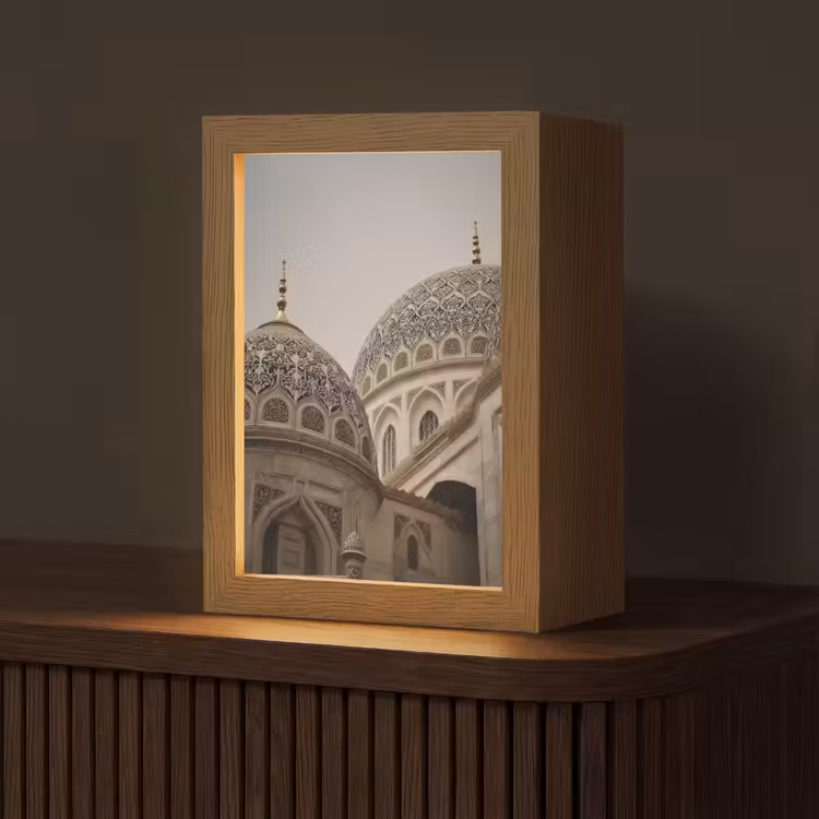 Mozaïekkoepels - Gouden spitsen - Islamitisch Light Box met kabel (Tafellamp) klein -z3d_website