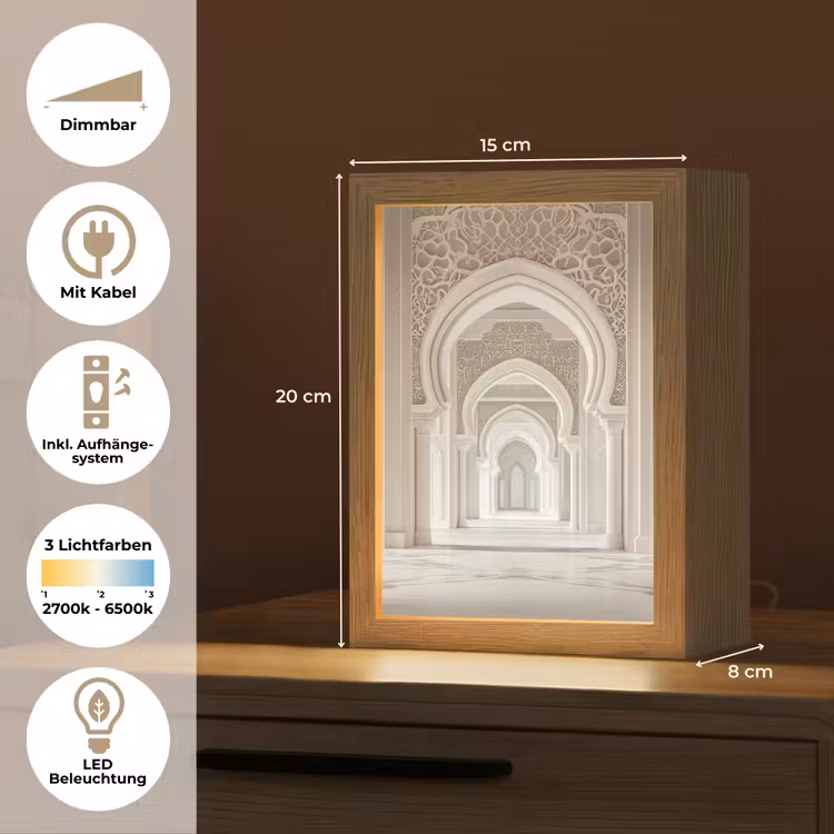 Moskee - Architectuur - Ramadan - Islamitische Light Box met kabel (Tafellamp) klein -USP_DE