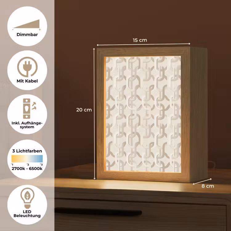 Motief - Abstract - Beige Light Box met kabel (Tafellamp) klein 925 -USP_DE
