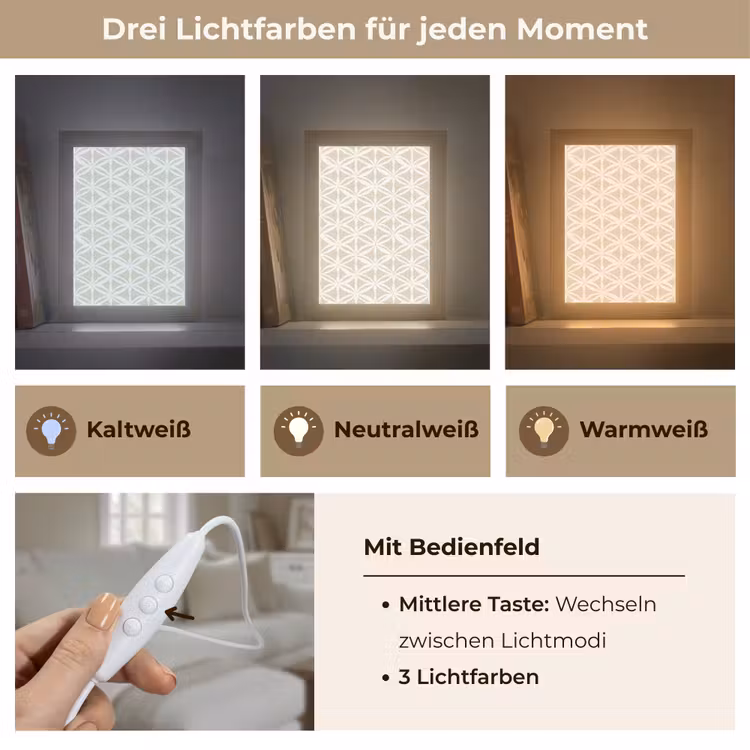 Motief - Modern - Beige Light Box met kabel (Tafellamp) klein 925 -USP_lichtkleurDE