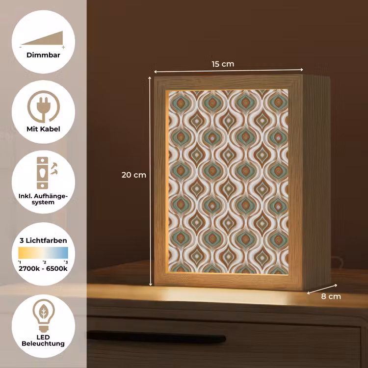 Motief - Patroon - Kleurrijk Light Box met kabel (Tafellamp) klein 925 -USP_DE