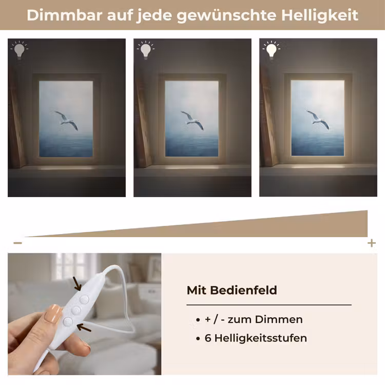Meeuw - Wit - Zee - Mistig Light Box met kabel (Tafellamp) klein -USP_dimbaarDE
