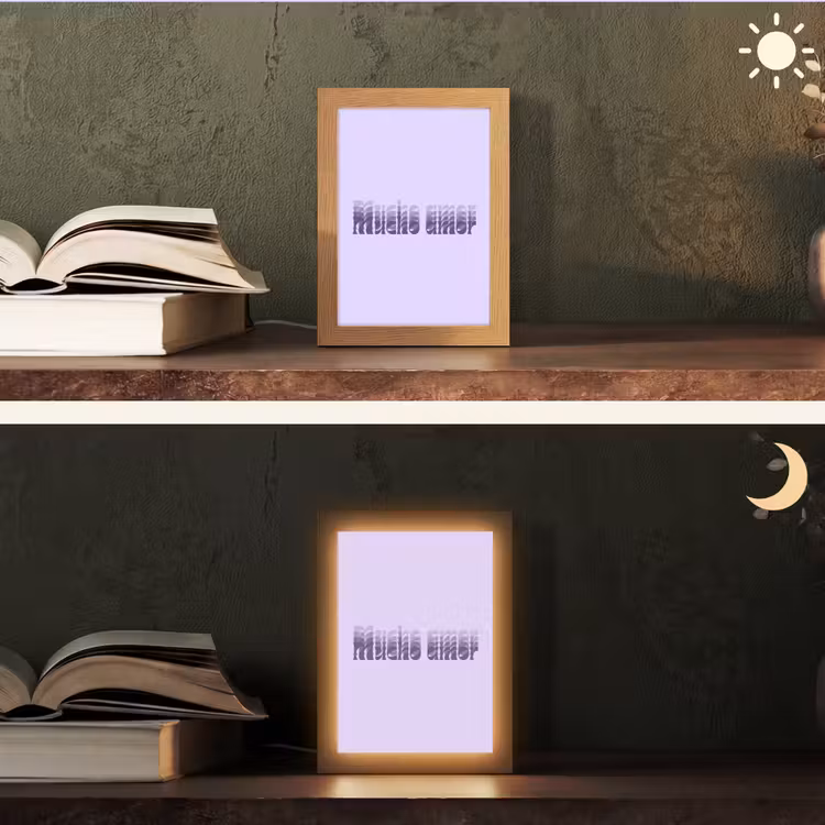 Mucho amor - Paars - Gelaagde letters Light Box met kabel (Tafellamp) klein -sfeer3