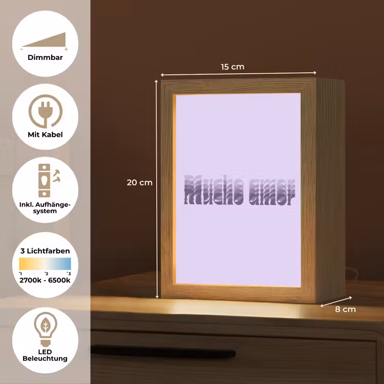 Mucho amor - Paars - Gelaagde letters Light Box met kabel (Tafellamp) klein -USP_DE