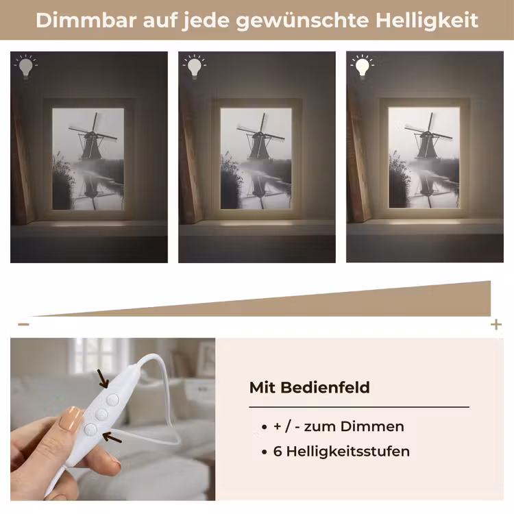 Molen - Weerspiegeling - Landschap - Water Light Box met kabel (Tafellamp) klein -USP_dimbaarDE