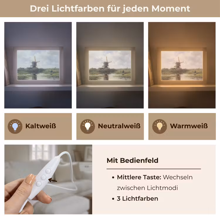 Molen - Willem Roelofs - Oude meesters - Kunst Light Box met kabel (Tafellamp) klein -USP_lichtkleurDE