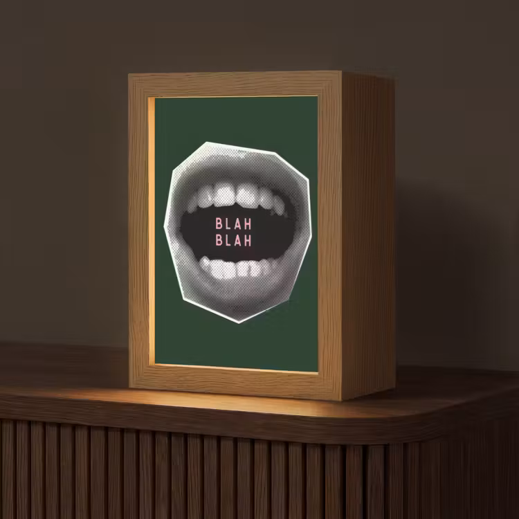 Mond - Groen - Illustratie - BLAH BLAH Light Box met kabel (Tafellamp) klein -z3d_website
