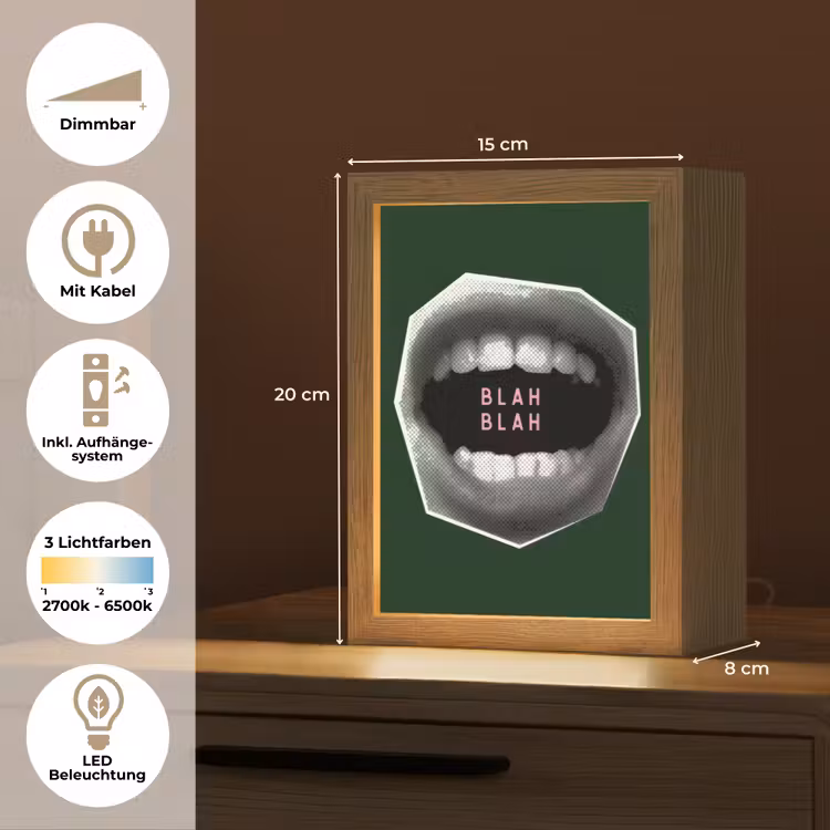 Mond - Groen - Illustratie - BLAH BLAH Light Box met kabel (Tafellamp) klein -USP_DE