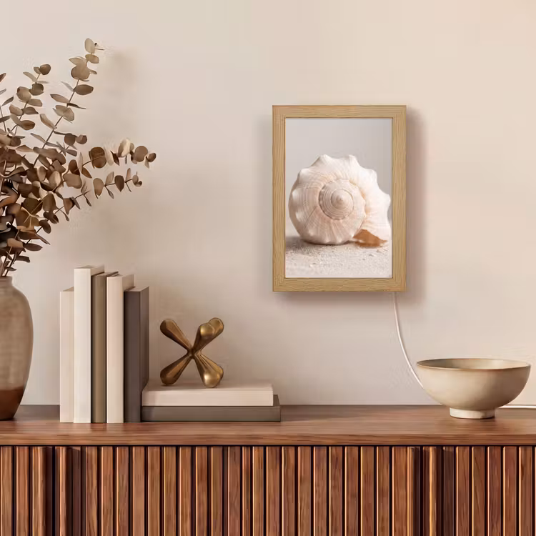 Schelp - Detail - Beige Light Box met kabel (Tafellamp) klein -sfeer2