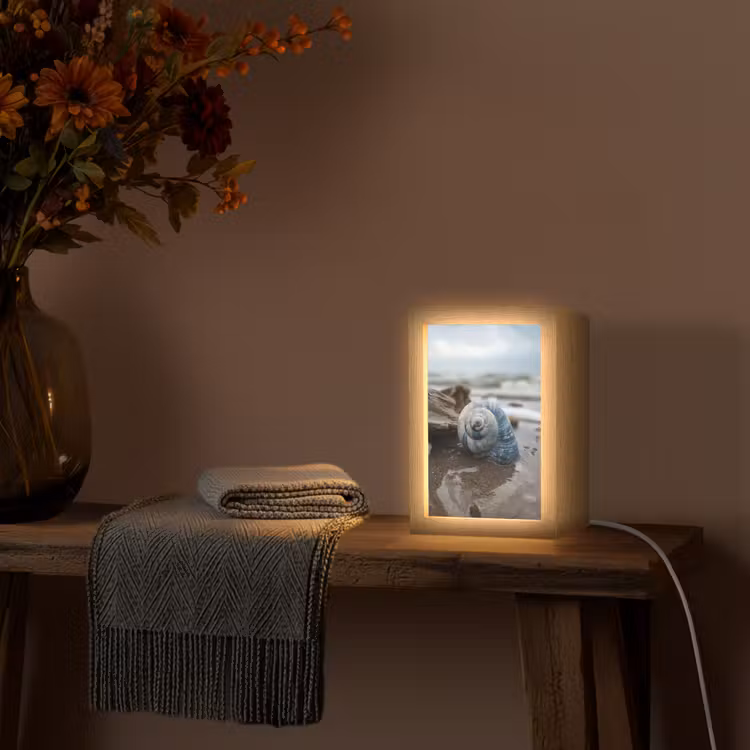 Schelp - Strand - Blauw - Zee Light Box met kabel (Tafellamp) klein -sfeer4