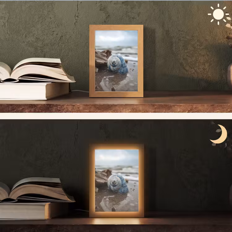 Schelp - Strand - Blauw - Zee Light Box met kabel (Tafellamp) klein -sfeer3