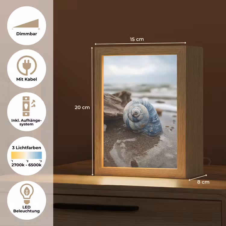 Schelp - Strand - Blauw - Zee Light Box met kabel (Tafellamp) klein -USP_DE