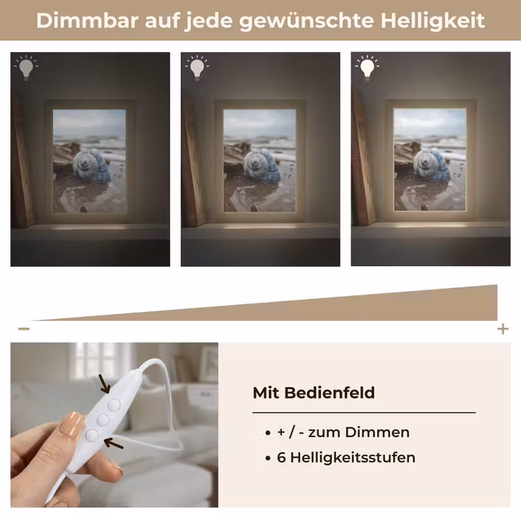 Schelp - Strand - Blauw - Zee Light Box met kabel (Tafellamp) klein -USP_dimbaarDE