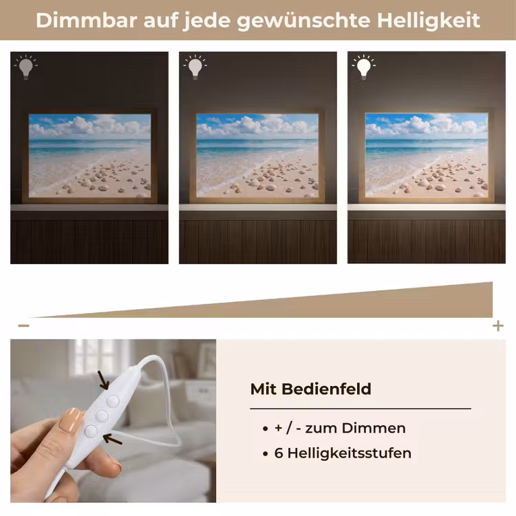Schelpen - Strand - Natuur - Beige Light Box met kabel (Tafellamp) klein -USP_dimbaarDE